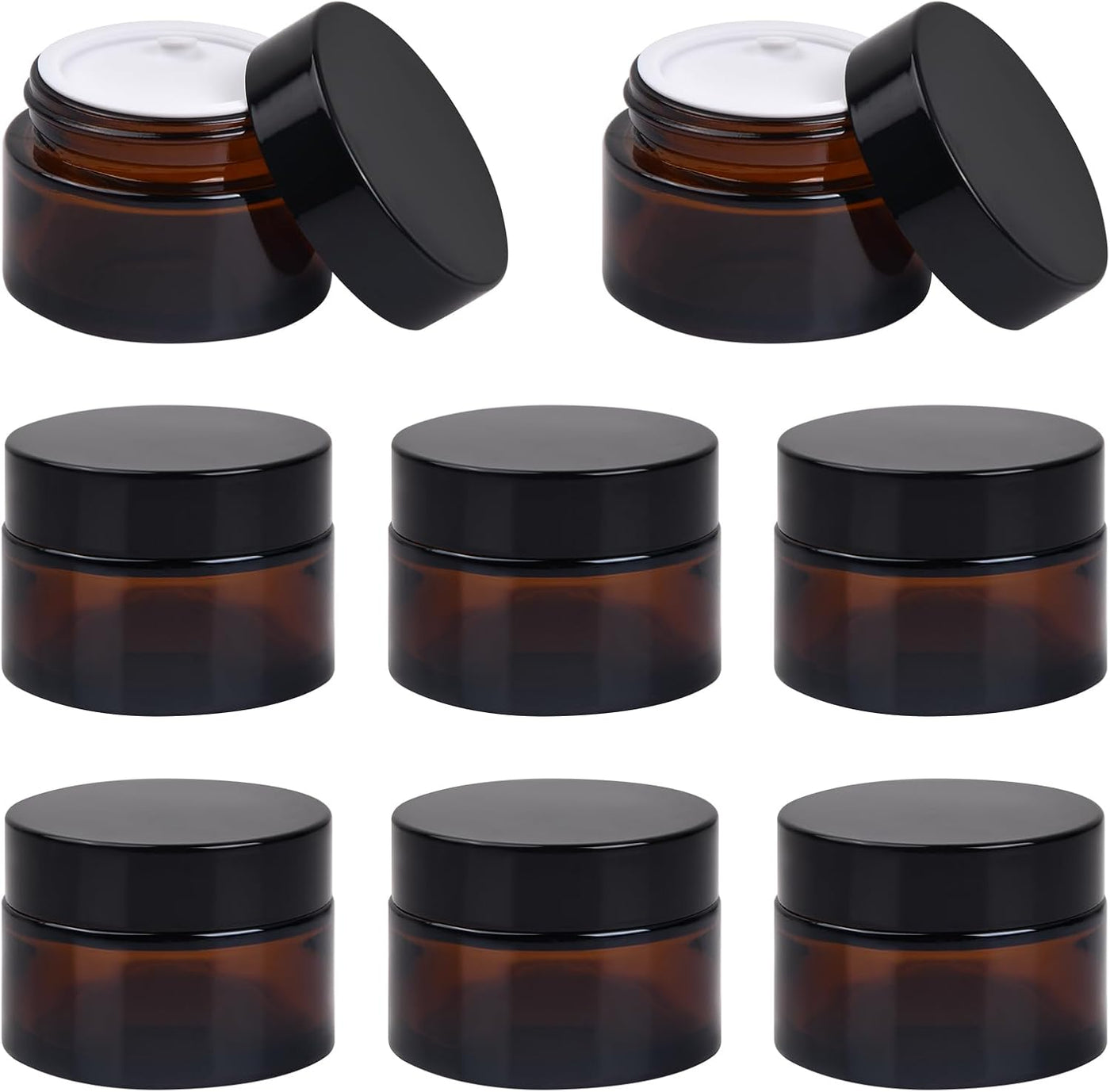 8 Piezas Tarros De Plásticos De Ámbar Para Crema 20 Ml, Frascos Cosméticos Recargables, Ideal Para Crema, Loción, Polvo, Perfecto Para Viaje Y Uso Diario