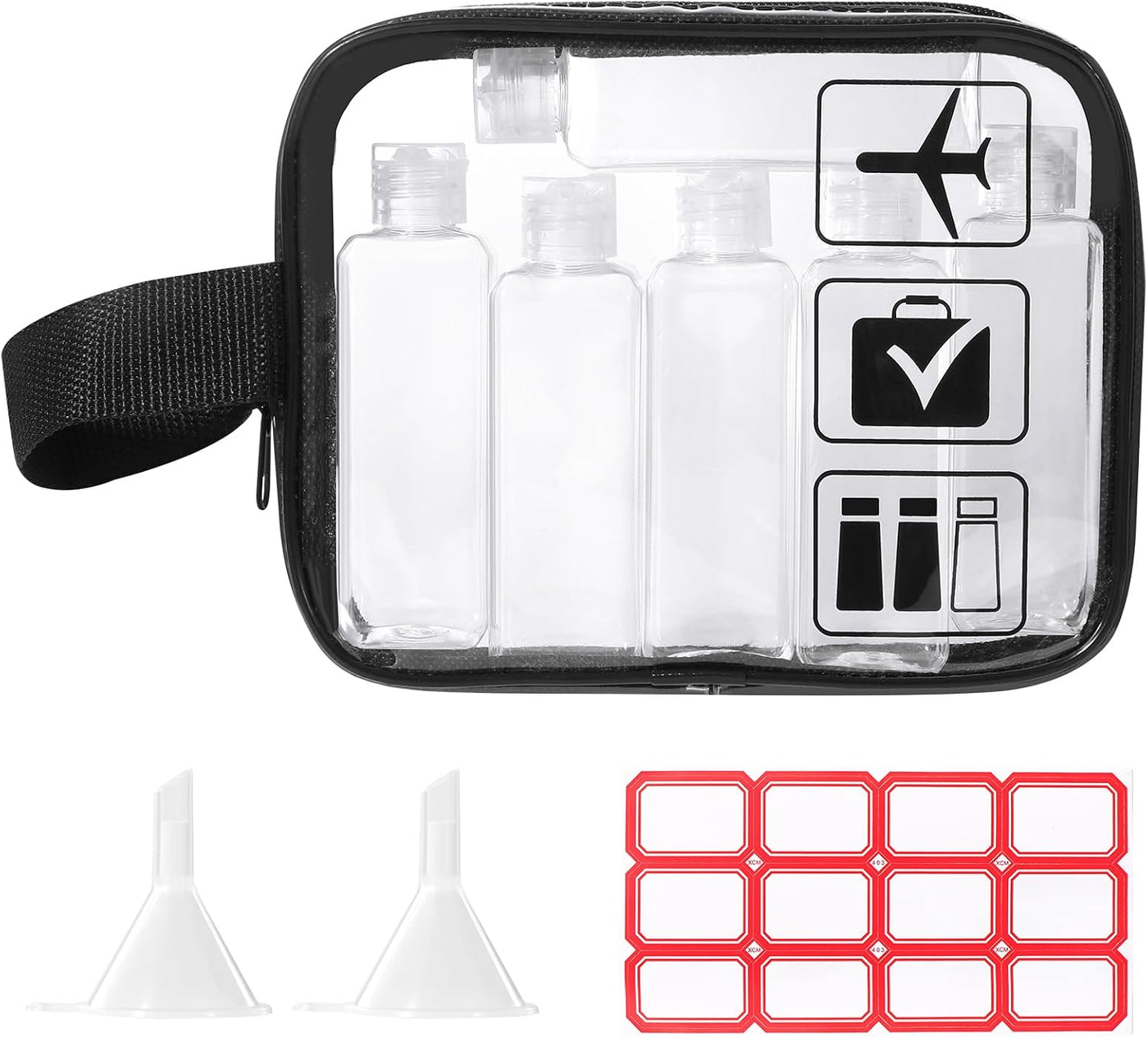 6 botes de viaje 100 ml con neceser