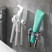 Bathroom Storage Rack Wall Mounted Self Toothbrush Holder Toothpaste Dispenser Razor Stand Bathroom Organization Home Gadgets