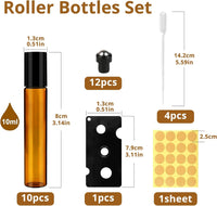 10 botellas roll-on de cristal ámbar · 10 ml