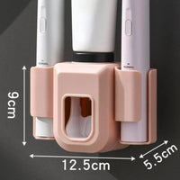 Toothbrush Holder Double Hole Wall Toothbrush Organizer Toothbrush Stand Toothpaste Squeezer Bathroom Accessories Punch Free