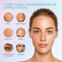 VOYOR Cepillo Limpiador Facial Eléctrico Con 6 Cabezales Recambio FB101