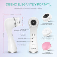 VOYOR Cepillo Limpiador Facial Eléctrico Con 6 Cabezales Recambio FB101