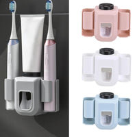 Toothbrush Holder Double Hole Wall Toothbrush Organizer Toothpaste Stand Toothpaste Squeezer Bathroom Accessories Baño Banheiro